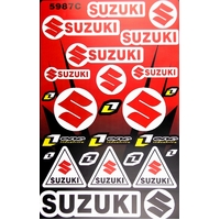 SUZUKI / ONE INDUSTRIES MOTORCYCLE STICKER SHEET GRAPHICS SET DECAL KIT
