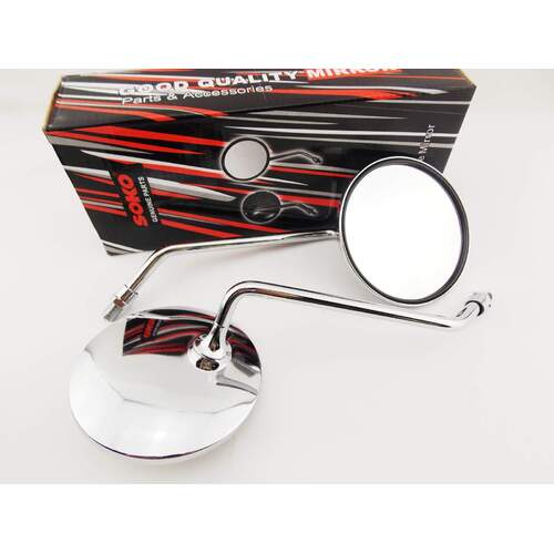 HONDA CG125 76-08 CHROME ROUND SOKO REAR VIEW MIRRORS