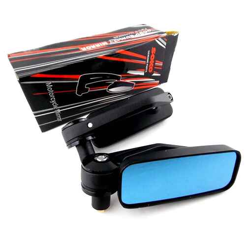 BLACK UNIVERSAL 7/8" HANDLE BAR END MIRRORS MOTORCYCLE REAR VIEW SIDE MIRROR