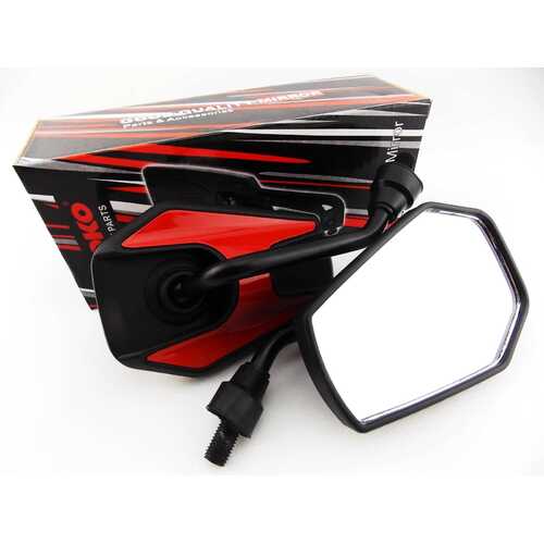 KAWASAKI KE125 75-82 BLACK RED HEX SOKO MIRRORS