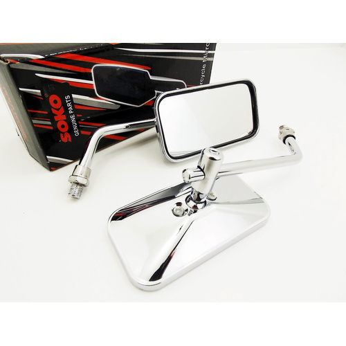 KAWASAKI KLR250 84-05 CHROME RECTANGULAR SOKO REAR VIEW MIRRORS