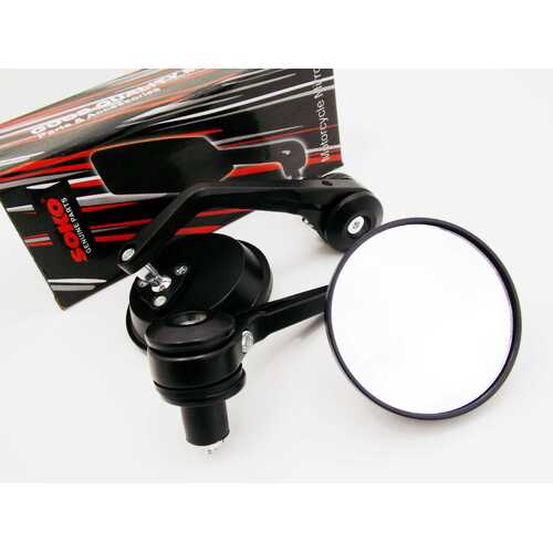 BLACK ROUND UNIVERSAL 7/8" SOKO HANDLE BAR END MIRRORS MOTORCYCLE REAR VIEW SIDE