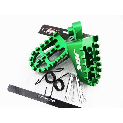 SUZUKI TC125 72-77 JBS GREEN CNC BILLET ALLOY FOOT PEG SET PAIR FOOTPEGS REST