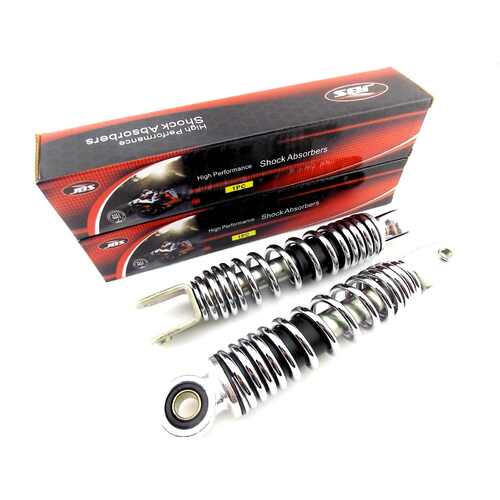YAMAHA PW50 PEEWEE 195mm JBS CHROME REAR SHOCK ABSORBERS EYE TO CLEVIS