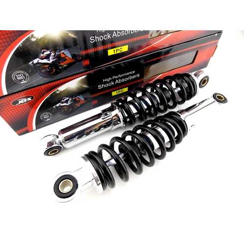 KAWASAKI KM100 76-81 280mm JBS BLACK/CHROME REAR SHOCK ABSORBERS EYE TO EYE