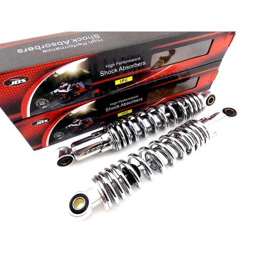 SUZUKI SB200 300mm JBS CHROME REAR SHOCK ABSORBERS EYE TO EYE NC