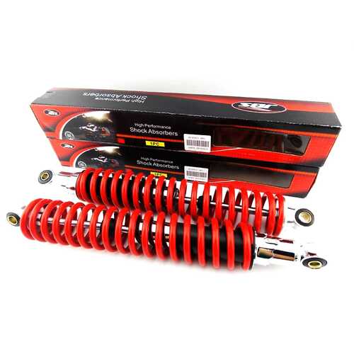 SUZUKI PE400 400mm RED/CHROME JBS REAR SHOCK ABSORBERS EYE TO EYE