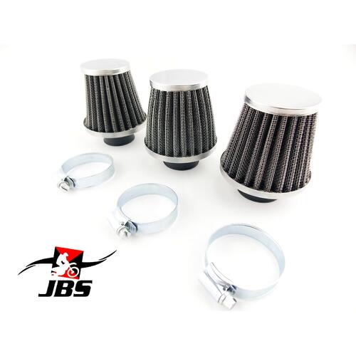 KAWASAKI KH250 JBS PERFORMANCE HI FLOW 35mm CHROME POD AIR FILTER SET OF 3